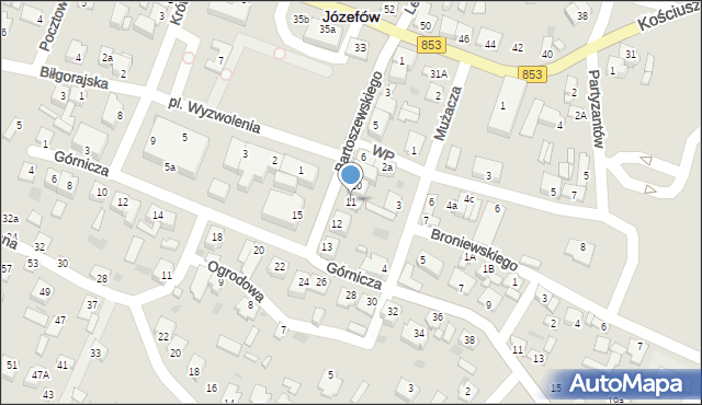 Józefów, Bartoszewskiego-Wira, 11, mapa Józefów