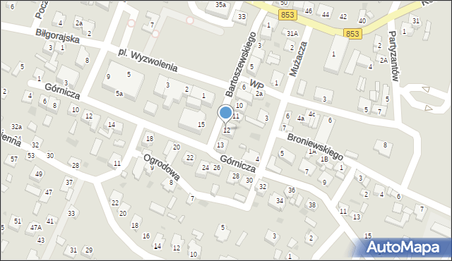 Józefów, Bartoszewskiego-Wira, 12, mapa Józefów