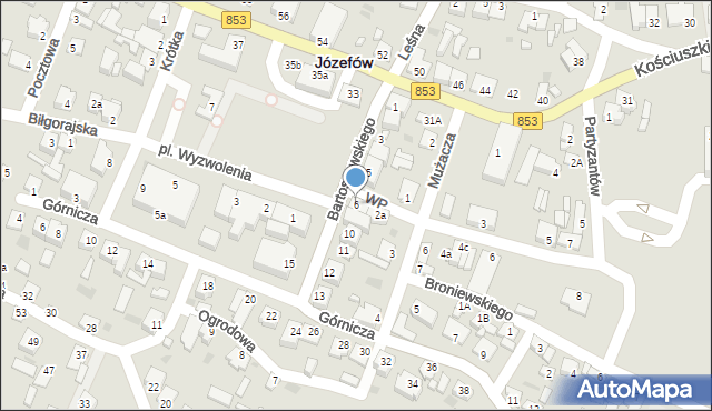 Józefów, Bartoszewskiego-Wira, 6, mapa Józefów