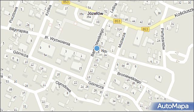 Józefów, Bartoszewskiego-Wira, 8, mapa Józefów