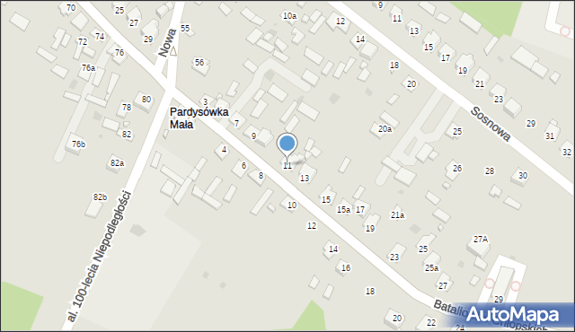 Józefów, Batalionów Chłopskich, 11, mapa Józefów