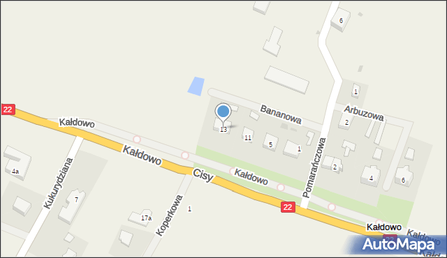 Kałdowo, Bananowa, 13, mapa Kałdowo
