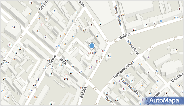 Kalisz, Babina, 13-13a, mapa Kalisza