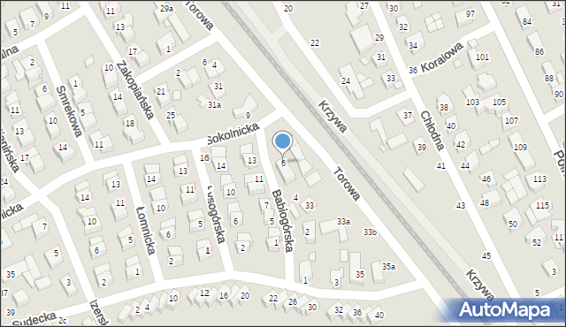 Kalisz, Babiogórska, 6, mapa Kalisza