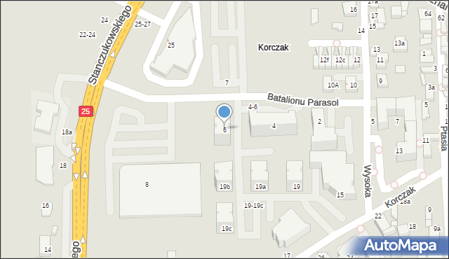 Kalisz, Batalionu Parasol, 6, mapa Kalisza