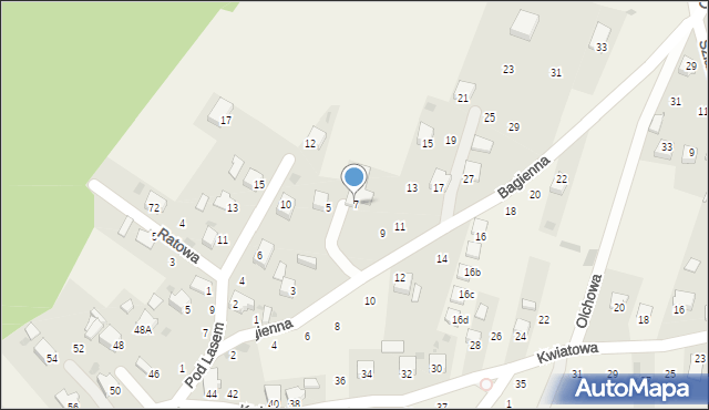 Kamień, Bagienna, 7, mapa Kamień