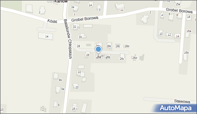 Kaniów, Batalionów Chłopskich, 26a, mapa Kaniów