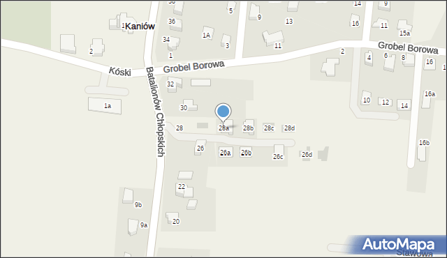 Kaniów, Batalionów Chłopskich, 28a, mapa Kaniów