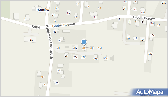 Kaniów, Batalionów Chłopskich, 28b, mapa Kaniów
