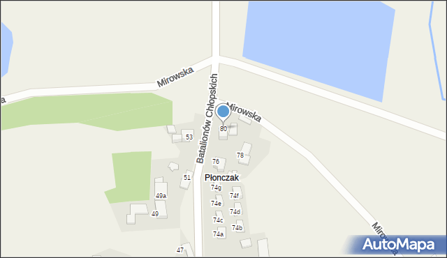 Kaniów, Batalionów Chłopskich, 80, mapa Kaniów