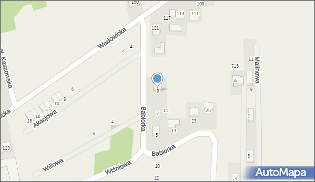 Kaszów, Babiorka, 9, mapa Kaszów