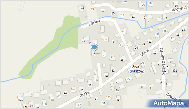 Kaszów, Bajeczna, 3, mapa Kaszów