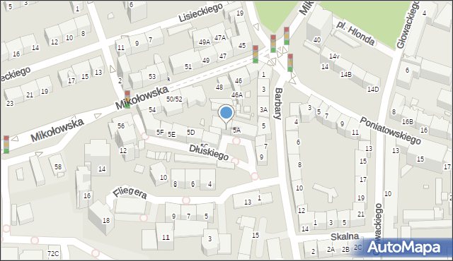 Katowice, Barbary, 5B, mapa Katowic