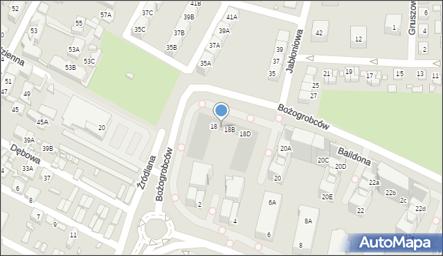 Katowice, Baildona Johna, 18A, mapa Katowic