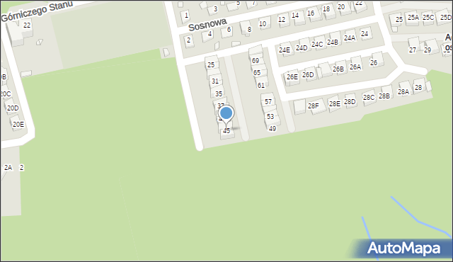 Katowice, Barbórki, 45, mapa Katowic