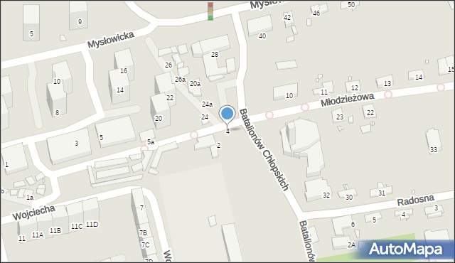 Katowice, Batalionów Chłopskich, 4, mapa Katowic
