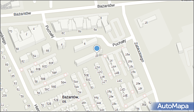 Katowice, Bażantów, 10, mapa Katowic
