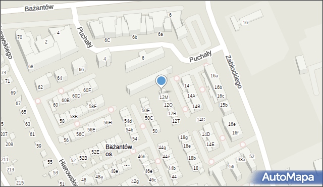 Katowice, Bażantów, 12Ł, mapa Katowic