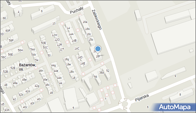 Katowice, Bażantów, 16f, mapa Katowic