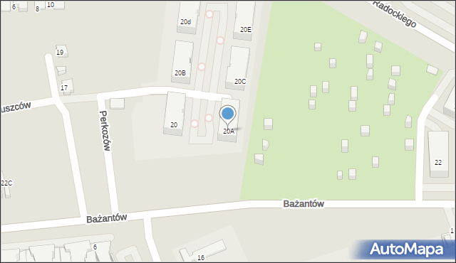 Katowice, Bażantów, 20A, mapa Katowic