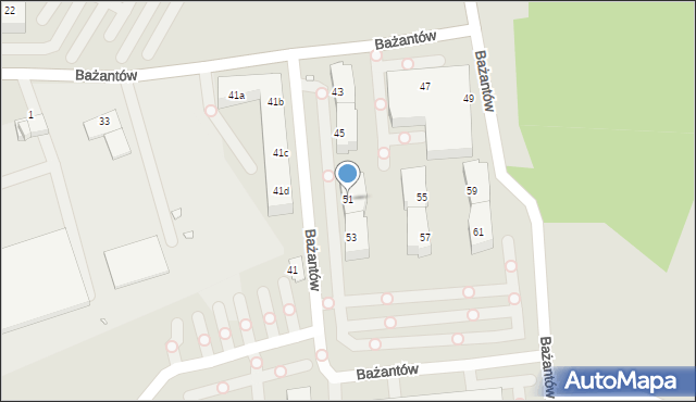 Katowice, Bażantów, 51, mapa Katowic