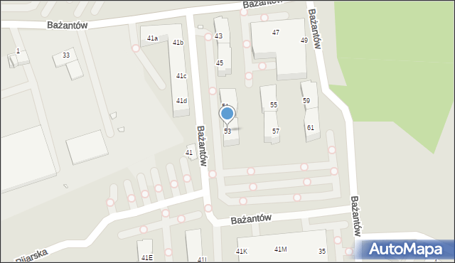 Katowice, Bażantów, 53, mapa Katowic