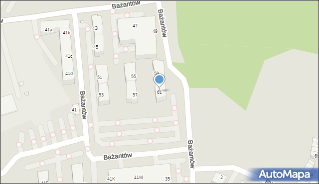 Katowice, Bażantów, 61, mapa Katowic