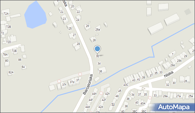 Katowice, Barcelońska, 32, mapa Katowic