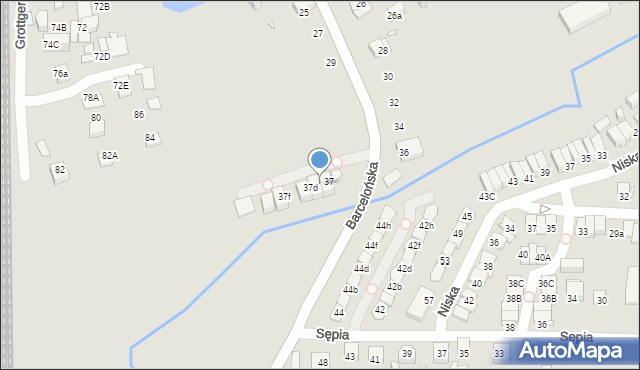 Katowice, Barcelońska, 37b, mapa Katowic