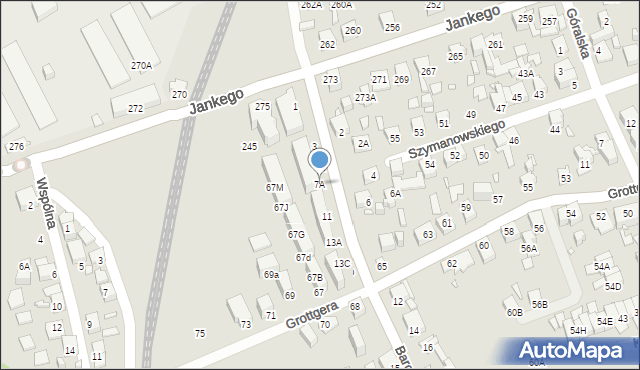 Katowice, Barcelońska, 7A, mapa Katowic