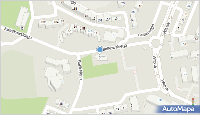 Katowice, Barlickiego Norberta, 3, mapa Katowic