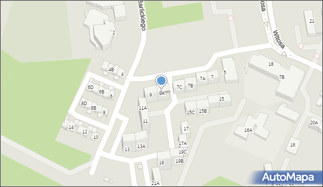 Katowice, Barlickiego Norberta, 9A, mapa Katowic