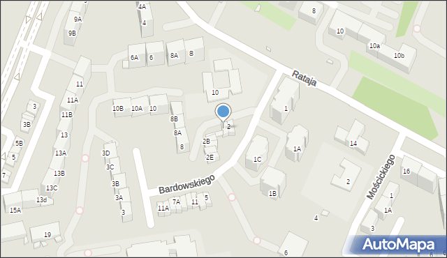 Katowice, Bardowskiego Piotra, 2A, mapa Katowic