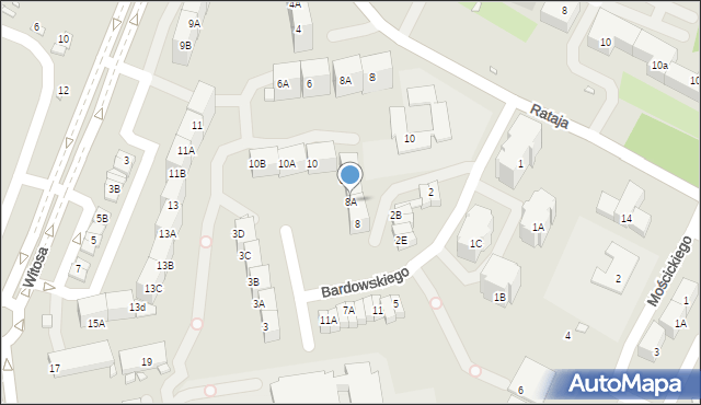Katowice, Bardowskiego Piotra, 8A, mapa Katowic
