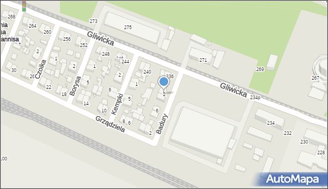 Katowice, Badury Szymona, 2, mapa Katowic