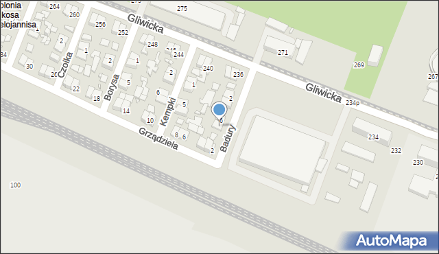 Katowice, Badury Szymona, 8, mapa Katowic