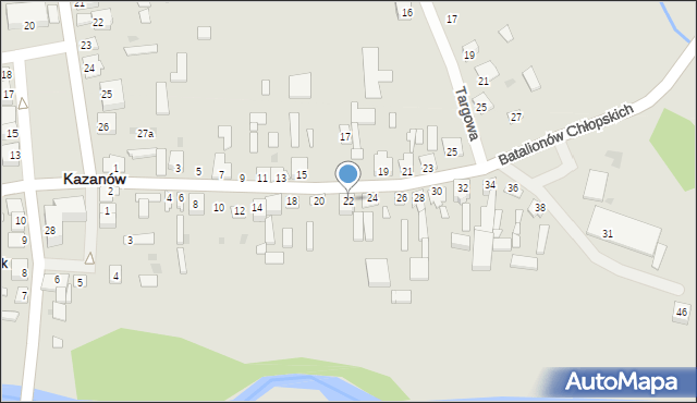 Kazanów, Batalionów Chłopskich, 22, mapa Kazanów