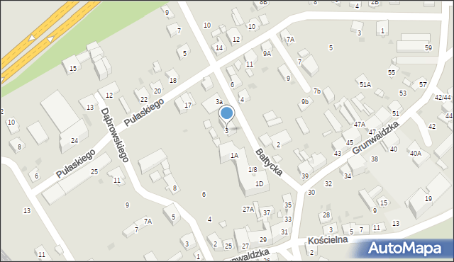 Kędzierzyn-Koźle, Bałtycka, 3, mapa Kędzierzyna-Koźle