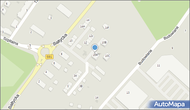 Kętrzyn, Bałtycka, 10A, mapa Kętrzyn