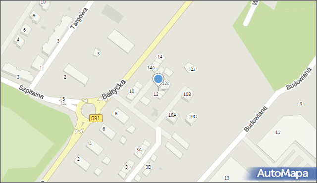 Kętrzyn, Bałtycka, 12a, mapa Kętrzyn