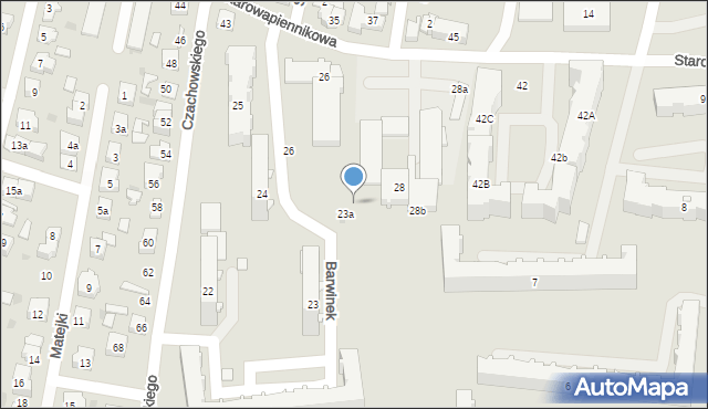 Kielce, Barwinek, 23b, mapa Kielc