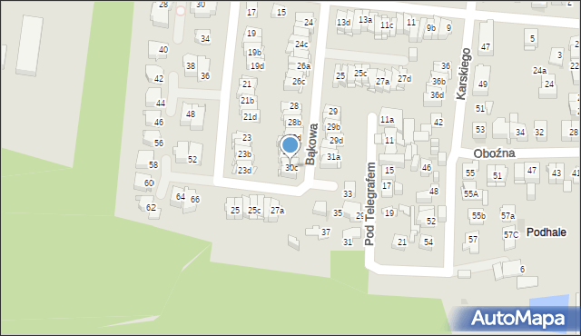 Kielce, Bąkowa, 30c, mapa Kielc