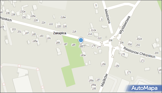 Kielce, Batalionów Chłopskich, 183, mapa Kielc