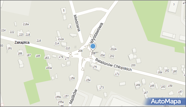 Kielce, Batalionów Chłopskich, 206, mapa Kielc