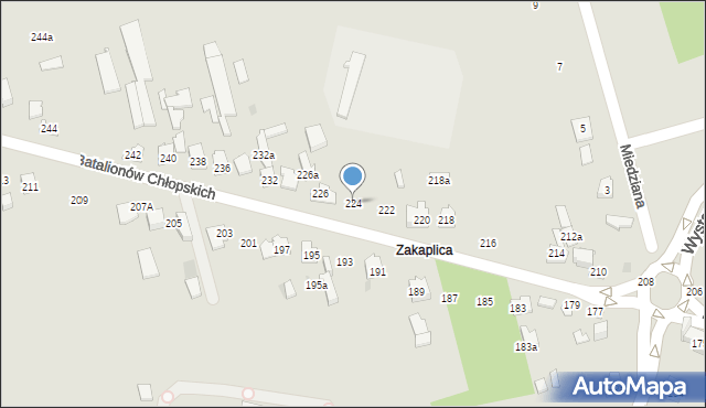 Kielce, Batalionów Chłopskich, 224, mapa Kielc