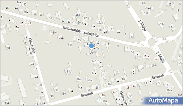 Kielce, Batalionów Chłopskich, 23, mapa Kielc