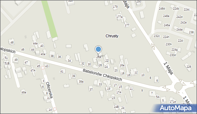 Kielce, Batalionów Chłopskich, 26a, mapa Kielc