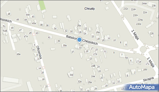 Kielce, Batalionów Chłopskich, 33a, mapa Kielc