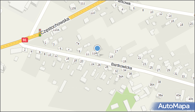 Kłomnice, Bartkowicka, 13, mapa Kłomnice