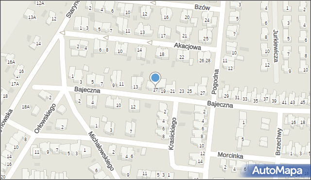 Kołobrzeg, Bajeczna, 17, mapa Kołobrzegu
